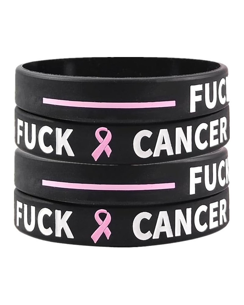 Fuck Cancer Bracelet Cancer Wareness Wristbands Pink Ribbon Silicone Bracelets for Men Women Breast Cancer Awareness Support ...