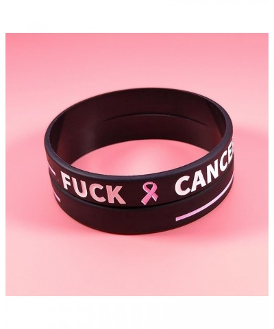 Fuck Cancer Bracelet Cancer Wareness Wristbands Pink Ribbon Silicone Bracelets for Men Women Breast Cancer Awareness Support ...