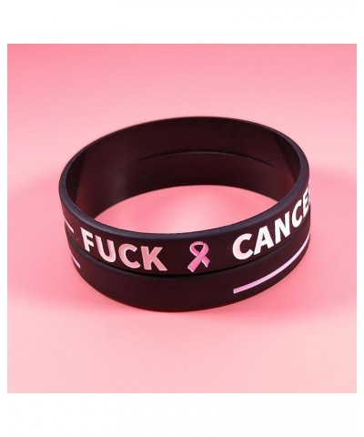 Fuck Cancer Bracelet Cancer Wareness Wristbands Pink Ribbon Silicone Bracelets for Men Women Breast Cancer Awareness Support ...