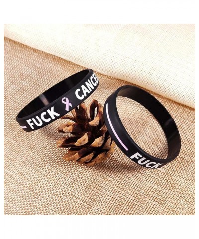 Fuck Cancer Bracelet Cancer Wareness Wristbands Pink Ribbon Silicone Bracelets for Men Women Breast Cancer Awareness Support ...