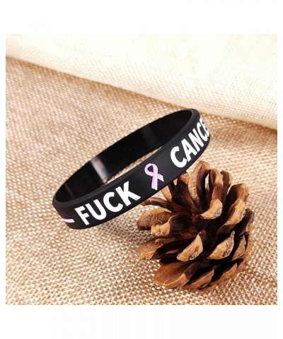 Fuck Cancer Bracelet Cancer Wareness Wristbands Pink Ribbon Silicone Bracelets for Men Women Breast Cancer Awareness Support ...