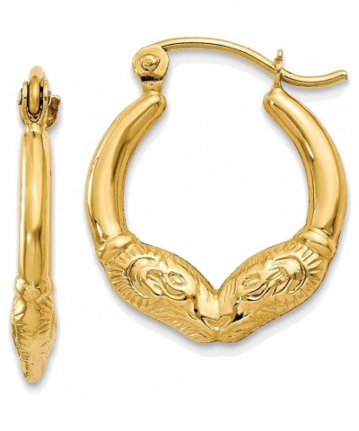 Ram Head Hoop Earrings in 14K Yellow Gold $55.73 Earrings