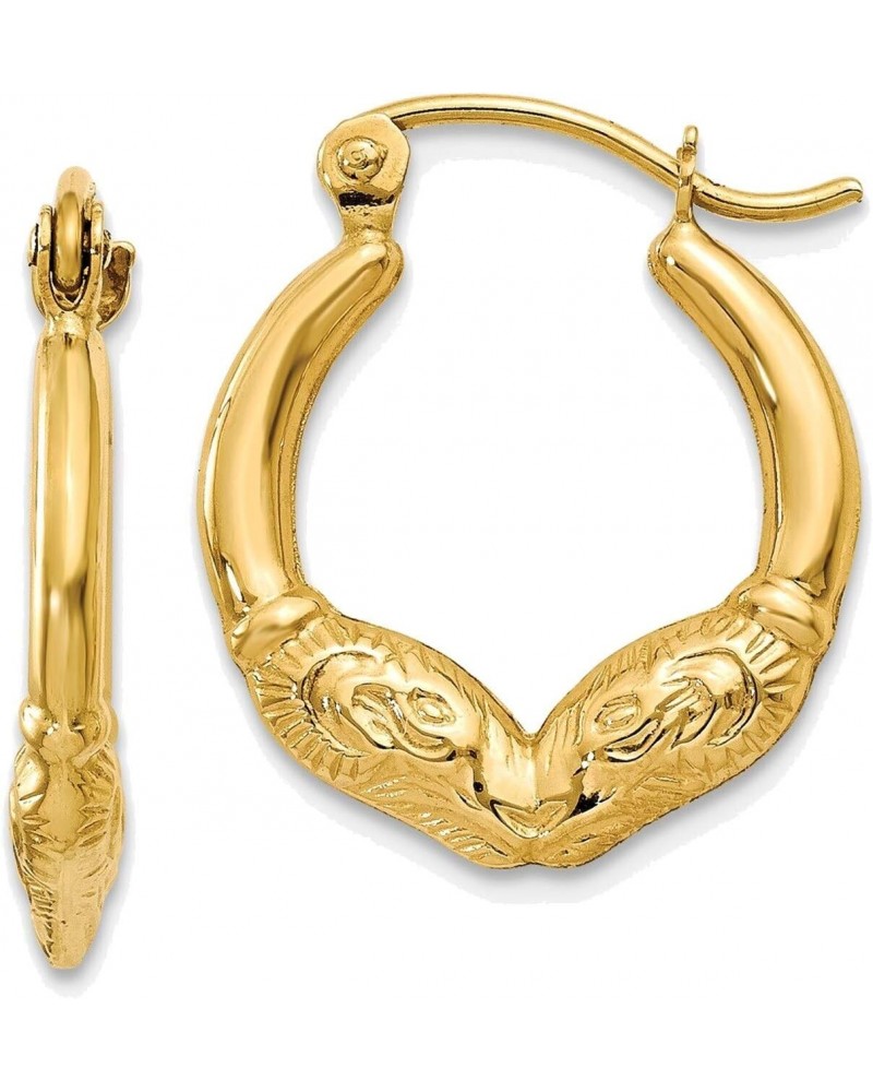 Ram Head Hoop Earrings in 14K Yellow Gold $55.73 Earrings