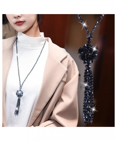 Necklaces for Women Pendant Fashion Jewelry Faux Crystal Necklace Knotted Beaded Long Tassel Shiny All Match Good Gloss Women...