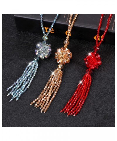 Necklaces for Women Pendant Fashion Jewelry Faux Crystal Necklace Knotted Beaded Long Tassel Shiny All Match Good Gloss Women...