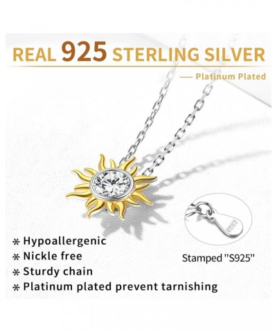 Women Gold Sun Necklace Dainty Small 925 Sterling Silver Birthstone Celestial Sun Pendant Necklace Birthday Gift 04. April - ...