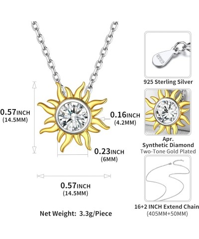 Women Gold Sun Necklace Dainty Small 925 Sterling Silver Birthstone Celestial Sun Pendant Necklace Birthday Gift 04. April - ...