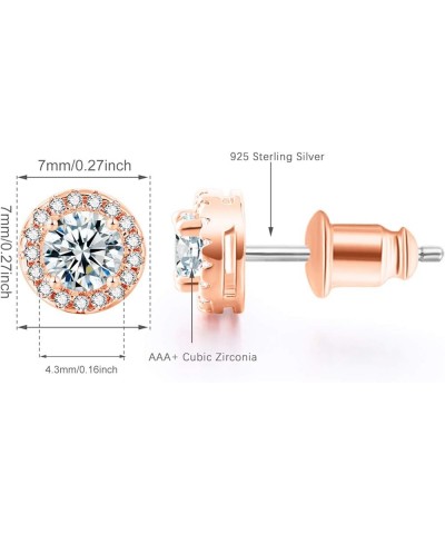 18K Gold Plated Halo Stud Earrings CZ Simulated Diamond Round Earing for Women, Rose Earrings for Man, Sparkle Allure Earring...