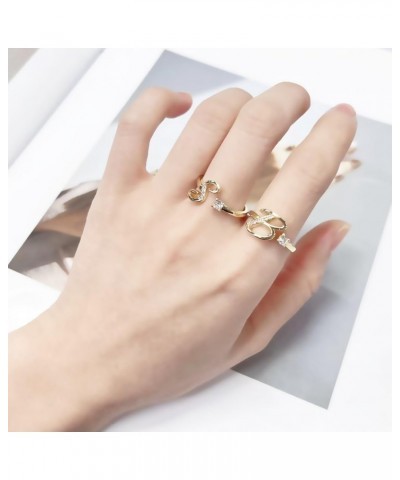 Initial Letter Ring for Women Girls Gold Plated Stackable Alphabet Rings Adjustable Open Crystal Cubic Zirconia Inlaid Rings ...