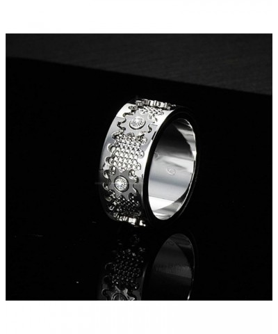 Handmade Diamond Ornate Geometric 3D Band Ring,Pure Handmade Gear Spinning Full Diamond Starry Ring,For Women Men Teens,Diamo...