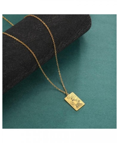 Stainless Steel Tarot Cards Necklace Vintage Tarot Jewelry Good Luck Amulet Pendants for Women Gold-THE TOWER $8.66 Necklaces