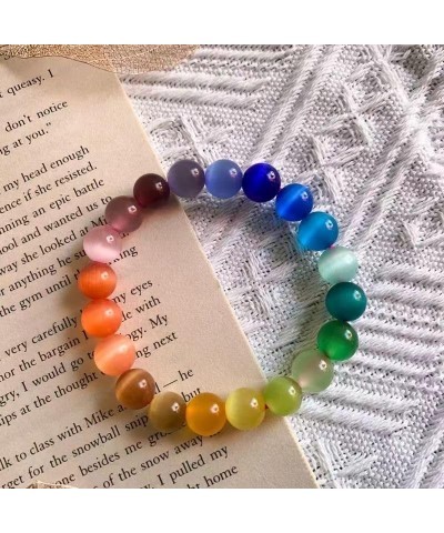 Aurora Borealis Crystals Bracelet for Women Trendy,Unique Crystal Gifts for Women Mothers Girls Natural Cat's Eye Colorful Br...