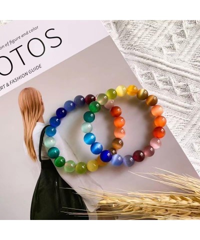 Aurora Borealis Crystals Bracelet for Women Trendy,Unique Crystal Gifts for Women Mothers Girls Natural Cat's Eye Colorful Br...