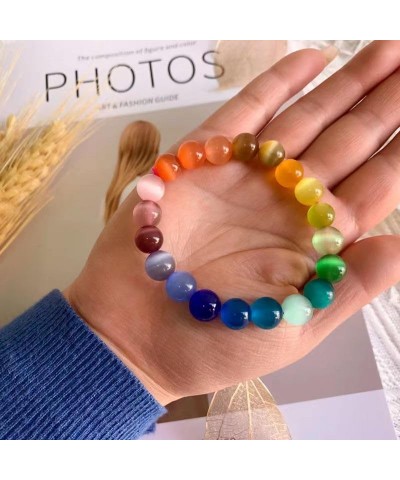 Aurora Borealis Crystals Bracelet for Women Trendy,Unique Crystal Gifts for Women Mothers Girls Natural Cat's Eye Colorful Br...