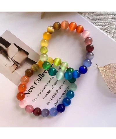 Aurora Borealis Crystals Bracelet for Women Trendy,Unique Crystal Gifts for Women Mothers Girls Natural Cat's Eye Colorful Br...