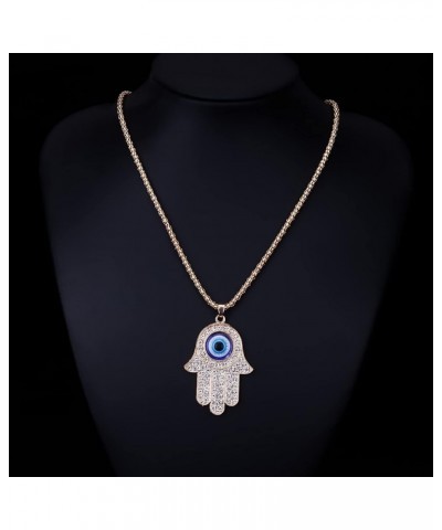 14K Gold Plated Evil Eye Hamsa Hand Pendant Necklace Set Crystal CZ for Women Men Protection Lucky Amulet Jewelry Gold $5.89 ...