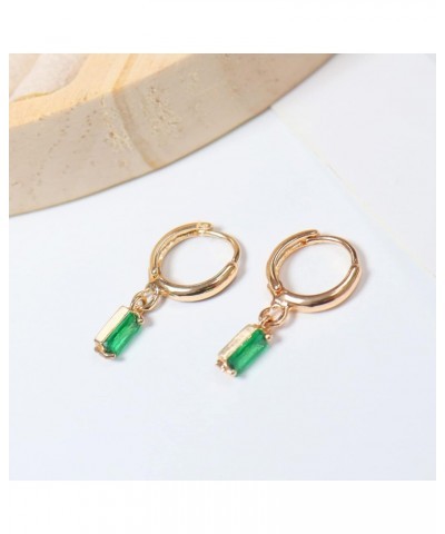 Minisee 14K Gold Plated Emerald Earrings for Women, Small Hoop Earrings with Green Drop for Teen Girls, Emerald Hypoallergeni...