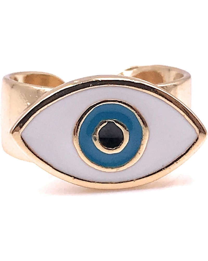 18K Gold Plated Evil Eye Enamel Ring Adjustable for Women $10.75 Rings