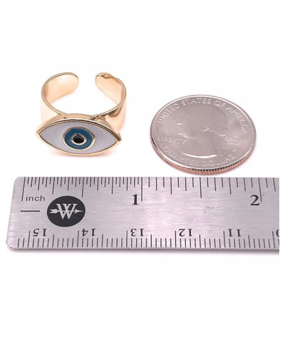 18K Gold Plated Evil Eye Enamel Ring Adjustable for Women $10.75 Rings