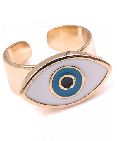 18K Gold Plated Evil Eye Enamel Ring Adjustable for Women $10.75 Rings