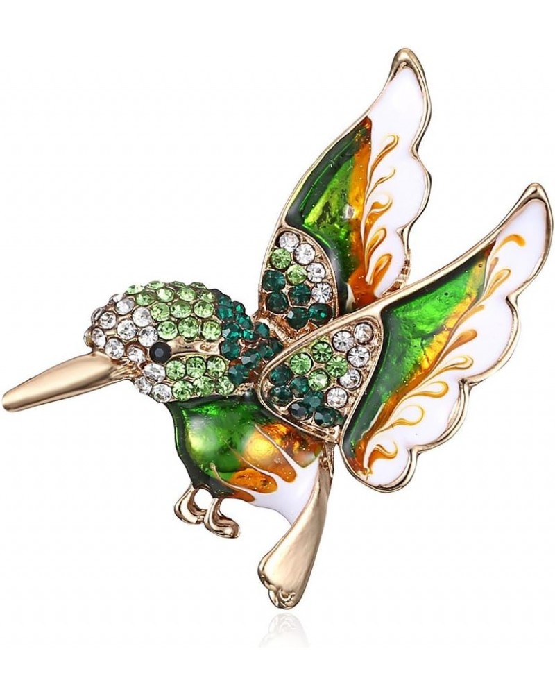 Colorful Crystal Zircon Hummingbird Animal Brooch, Fashion Colored Bird Brooch Pin for Woman Green $7.64 Brooches & Pins