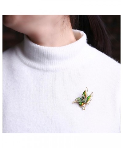 Colorful Crystal Zircon Hummingbird Animal Brooch, Fashion Colored Bird Brooch Pin for Woman Green $7.64 Brooches & Pins