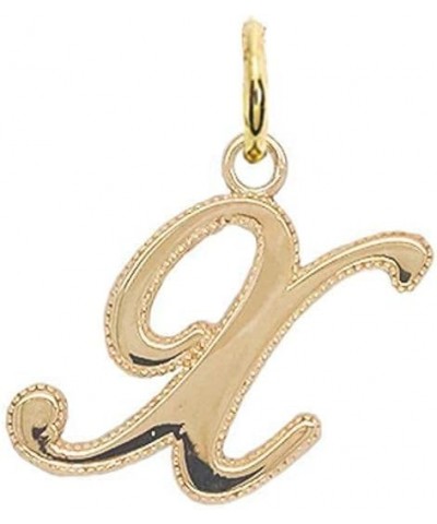 Solid 14k Gold Personalized Cursive-Style"A-Z" Initial Pendant (Size S/M/L) Medium (X) Yellow Gold $66.70 Pendants