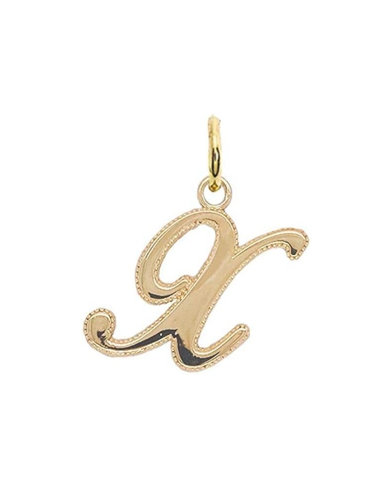 Solid 14k Gold Personalized Cursive-Style"A-Z" Initial Pendant (Size S/M/L) Medium (X) Yellow Gold $66.70 Pendants