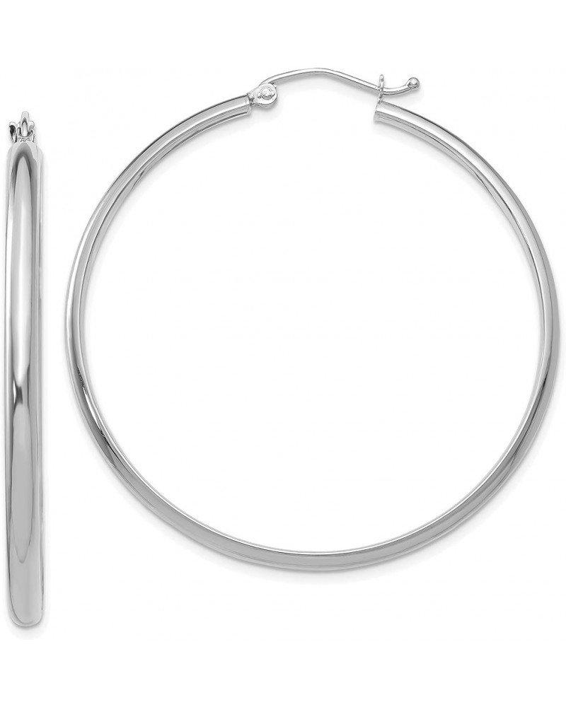 2.75mm Classic Polished Hoop Earrings in Real 14k White Gold 42mm $67.62 Earrings