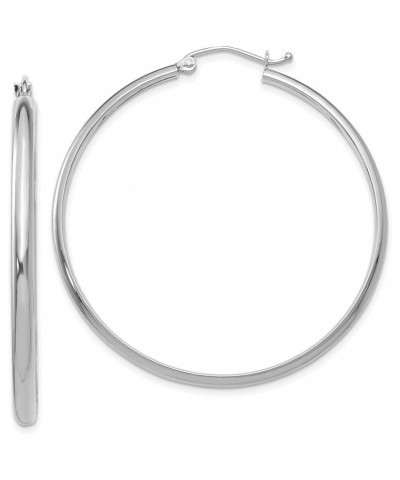 2.75mm Classic Polished Hoop Earrings in Real 14k White Gold 42mm $67.62 Earrings