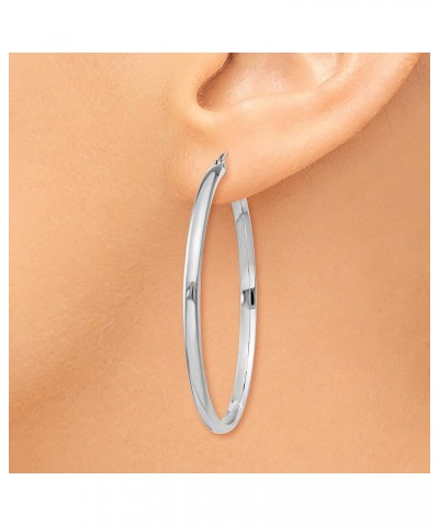 2.75mm Classic Polished Hoop Earrings in Real 14k White Gold 42mm $67.62 Earrings