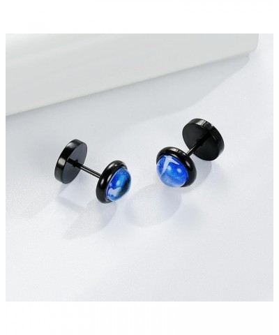 6 Pairs Fake Gauge Plugs Screw Earrings Set for Men Women 316L Surgical Stainless Steel Plated 18K Black Gold Colorful Evil E...