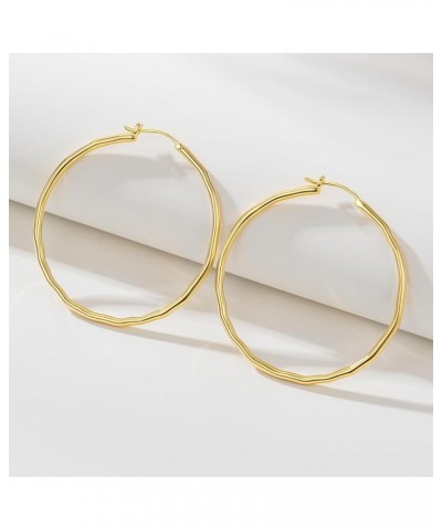 14K Gold Hoops Earrings for Women, Gold Hoop Womens Earrings, Round-edge Design, Minimalist Gold Hoop Earrings for Women Sens...