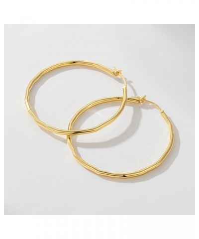 14K Gold Hoops Earrings for Women, Gold Hoop Womens Earrings, Round-edge Design, Minimalist Gold Hoop Earrings for Women Sens...