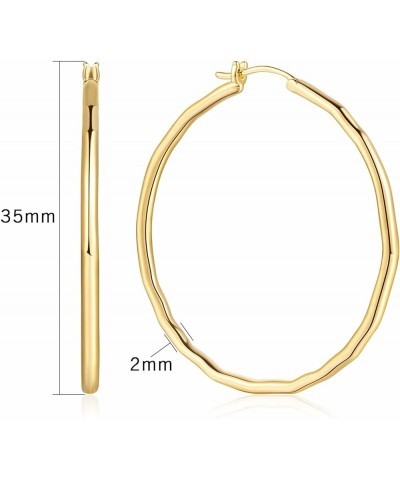 14K Gold Hoops Earrings for Women, Gold Hoop Womens Earrings, Round-edge Design, Minimalist Gold Hoop Earrings for Women Sens...