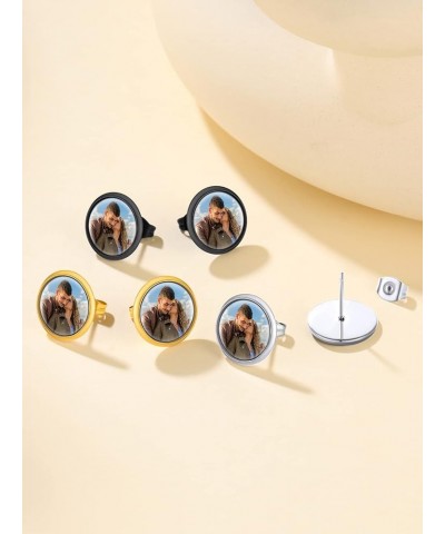 Personalized Photo Earrings, Womens Customized Memorial Picture Printed Eearring (with Gift Wrapped) 04-round stud-silver $14...