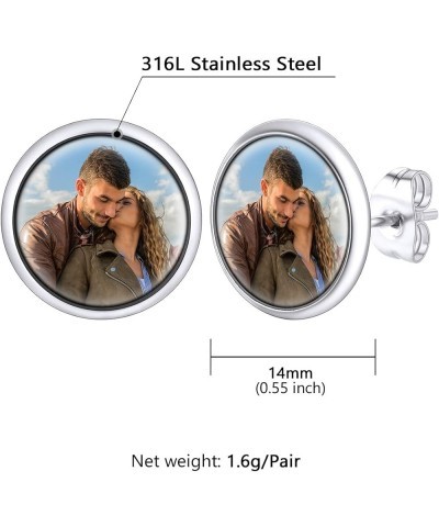 Personalized Photo Earrings, Womens Customized Memorial Picture Printed Eearring (with Gift Wrapped) 04-round stud-silver $14...