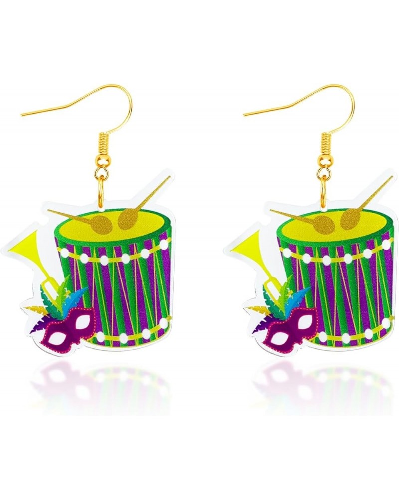 Mardi Gras Dangle Earrings for Women Girls, Carnival Theme Colorful Mask MARDI GRAS Drop Earrings Lightweight Acrylic Crown E...