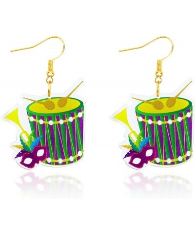 Mardi Gras Dangle Earrings for Women Girls, Carnival Theme Colorful Mask MARDI GRAS Drop Earrings Lightweight Acrylic Crown E...