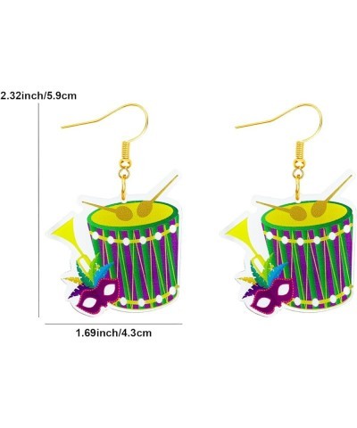 Mardi Gras Dangle Earrings for Women Girls, Carnival Theme Colorful Mask MARDI GRAS Drop Earrings Lightweight Acrylic Crown E...