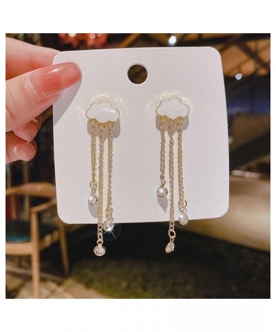 Cute Cloud Earrings Dangle for Women Crystal Zirconia Raindrop Teardrop Tassel Earrings Drop Girls Jewelry Gift 02 Style $7.5...