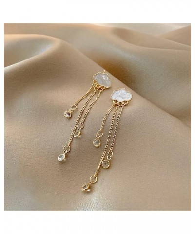 Cute Cloud Earrings Dangle for Women Crystal Zirconia Raindrop Teardrop Tassel Earrings Drop Girls Jewelry Gift 02 Style $7.5...