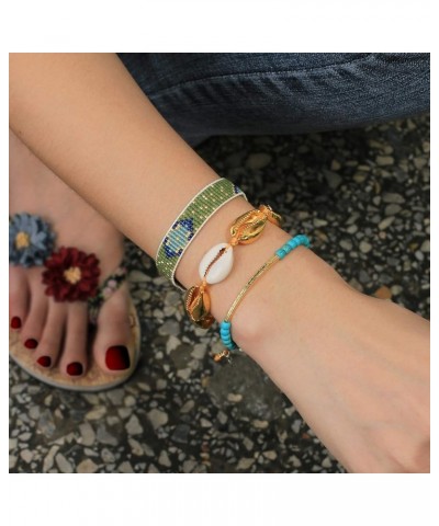 Gold Shell Charm Bracelet Handmade Bohemia Cowry Bracelets Women Classic Wrap Bracelets Gold 11L $9.79 Bracelets