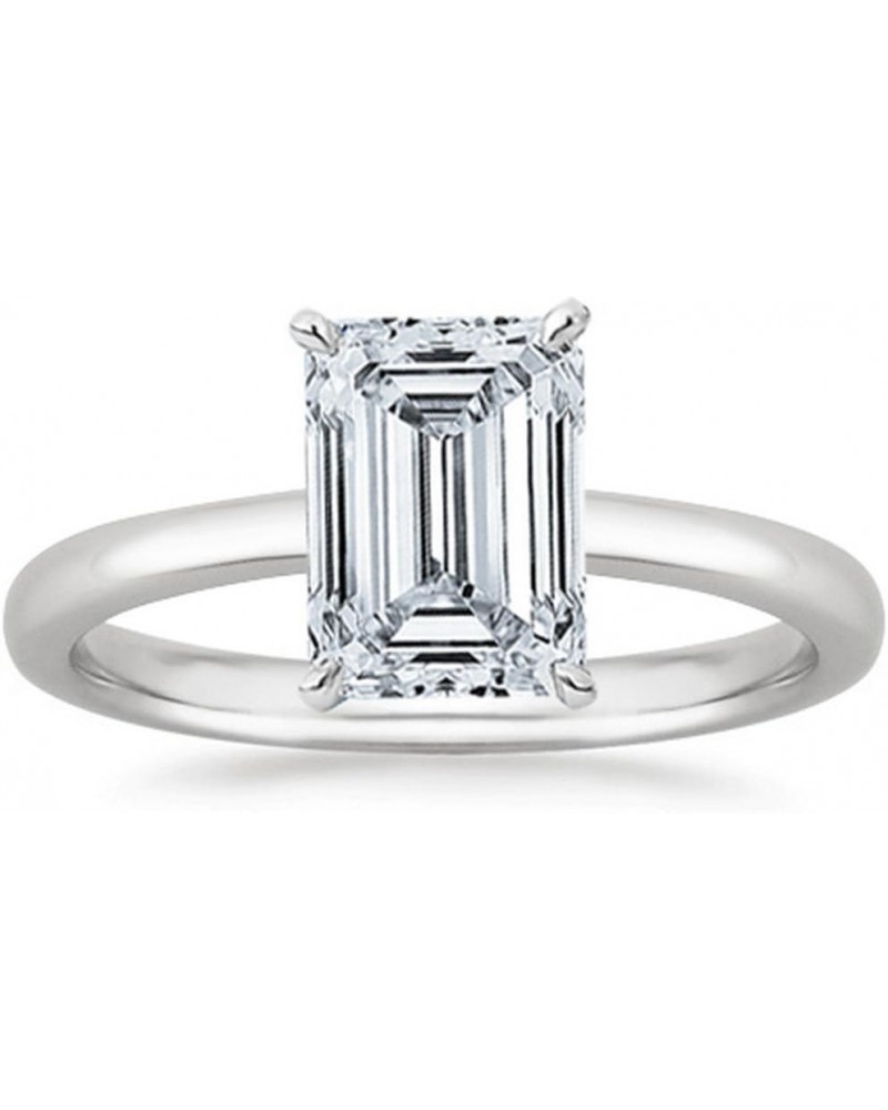 1-5 Carat Lab Grown Solitaire Emerald Cut IGI CERTIFIED Diamond Engagement Ring (1-5 Ct,H-I Color VS1-VS2 Clarity) 7.25 Plati...