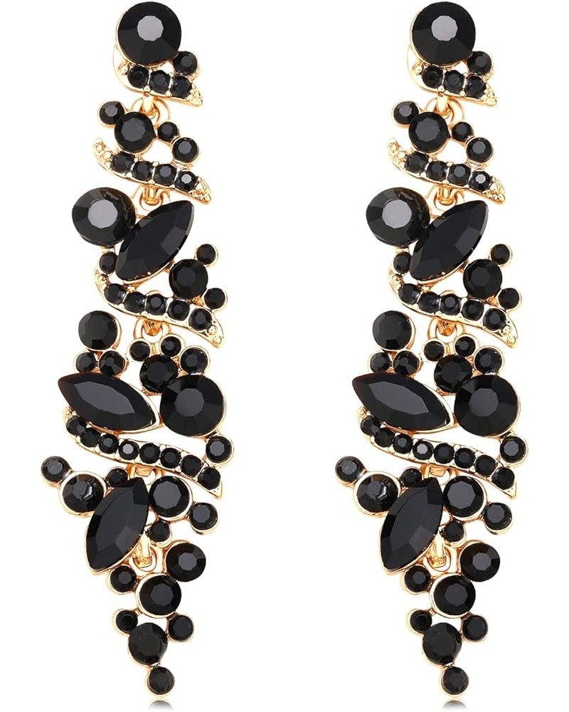 Women's Wedding Earrings for Brides Dangling Rhinestone Crystal Chandelier Earring Drop Bridesmaids Black $10.07 Earrings