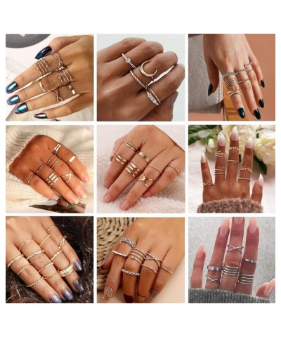 9PCS Vintage Knuckle Stackable Rings Set for Women Bohemian Retro Gold/Silver Plated Midi Ring Hollow Pearl Comfort Fit Vsco ...