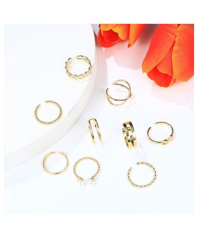 9PCS Vintage Knuckle Stackable Rings Set for Women Bohemian Retro Gold/Silver Plated Midi Ring Hollow Pearl Comfort Fit Vsco ...