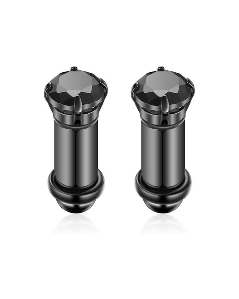 2Pcs Stainless Steel Ear Gauges Tunnels Plugs Body Piercing Fixed with Rubber Band B1,Black(8G-3mm) $7.97 Body Jewelry