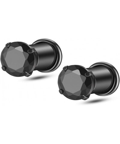 2Pcs Stainless Steel Ear Gauges Tunnels Plugs Body Piercing Fixed with Rubber Band B1,Black(8G-3mm) $7.97 Body Jewelry