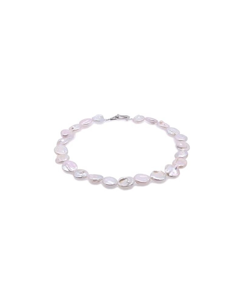 Necklace Single-Strand 16-17mm White Freshwater Cultured Coin Baroque Pearl Necklace for Women 18.5 $14.35 Necklaces